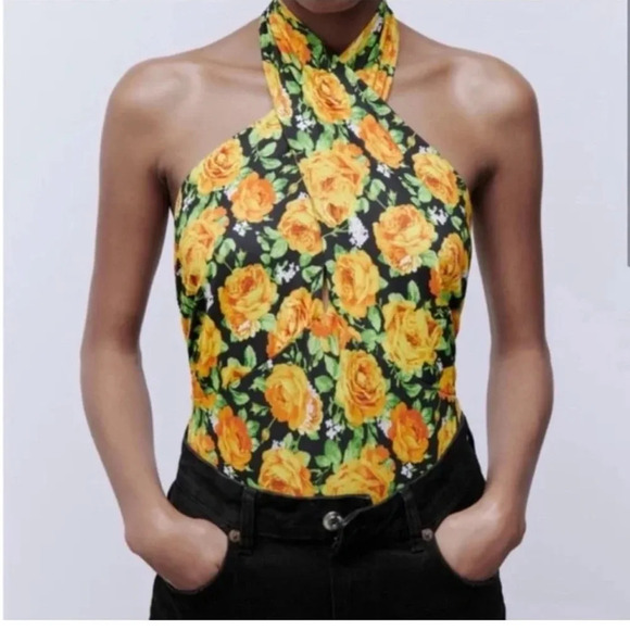 ZARA Floral Halter Bodysuit Top 🌼 - Picture 6 of 7